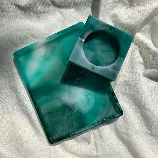 Marbled Resin Tray Set